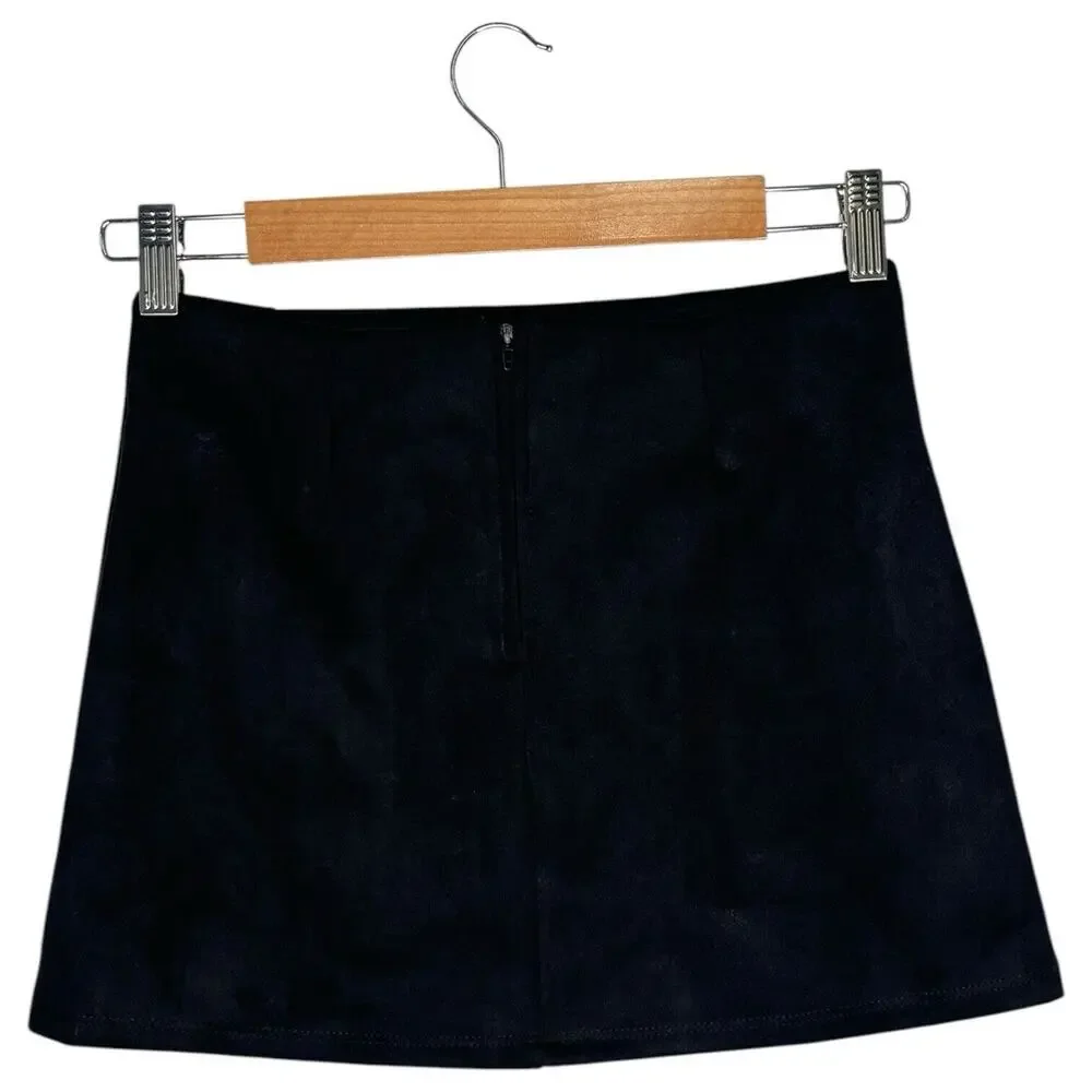 Altard State Mini Skirt Womens S Rory Suede Notch Slit Fitted Flirty Black - Picture 3 of 15
